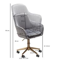 FineBuy Schreibtischstuhl Samt Drehstuhl mit Lehne 120 kg Schalenstuhl Stuhl – Ansicht 3