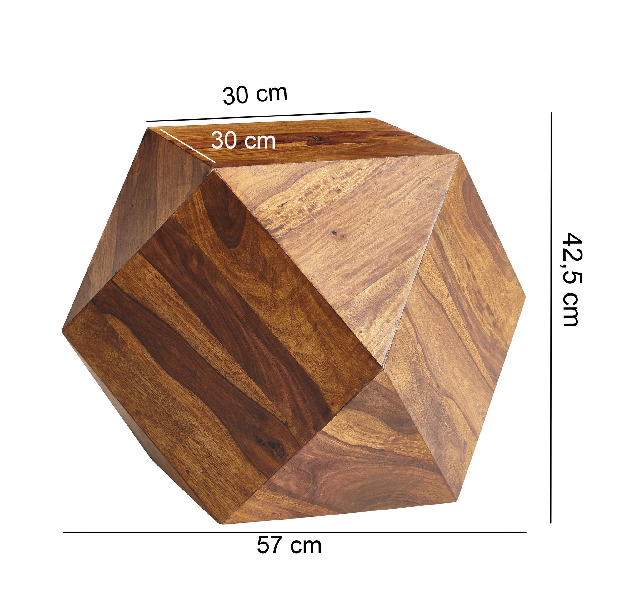 FineBuy Couchtisch 57 x 42,5 x 57 cm Massivholz Sofatisch Wohnzimmertisch Tisch – Ansicht 3