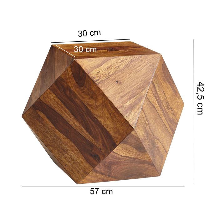 FineBuy Couchtisch 57 x 42,5 x 57 cm Massivholz Sofatisch Wohnzimmertisch Tisch – Maßzeichnung