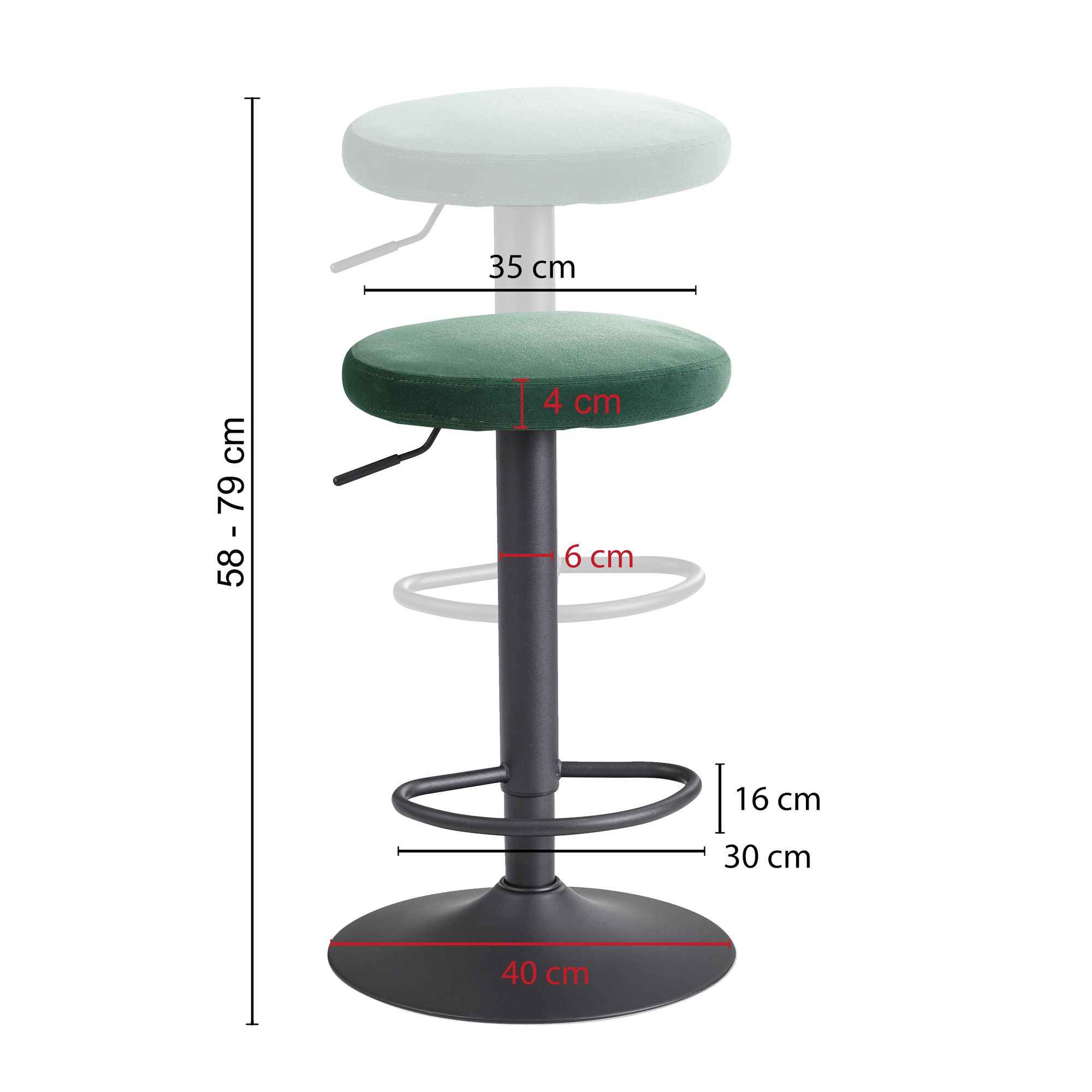 FineBuy Barhocker Samt Hocker Stoff / Metall Design Bistrohocker 100 kg Drehbar – Ansicht 3