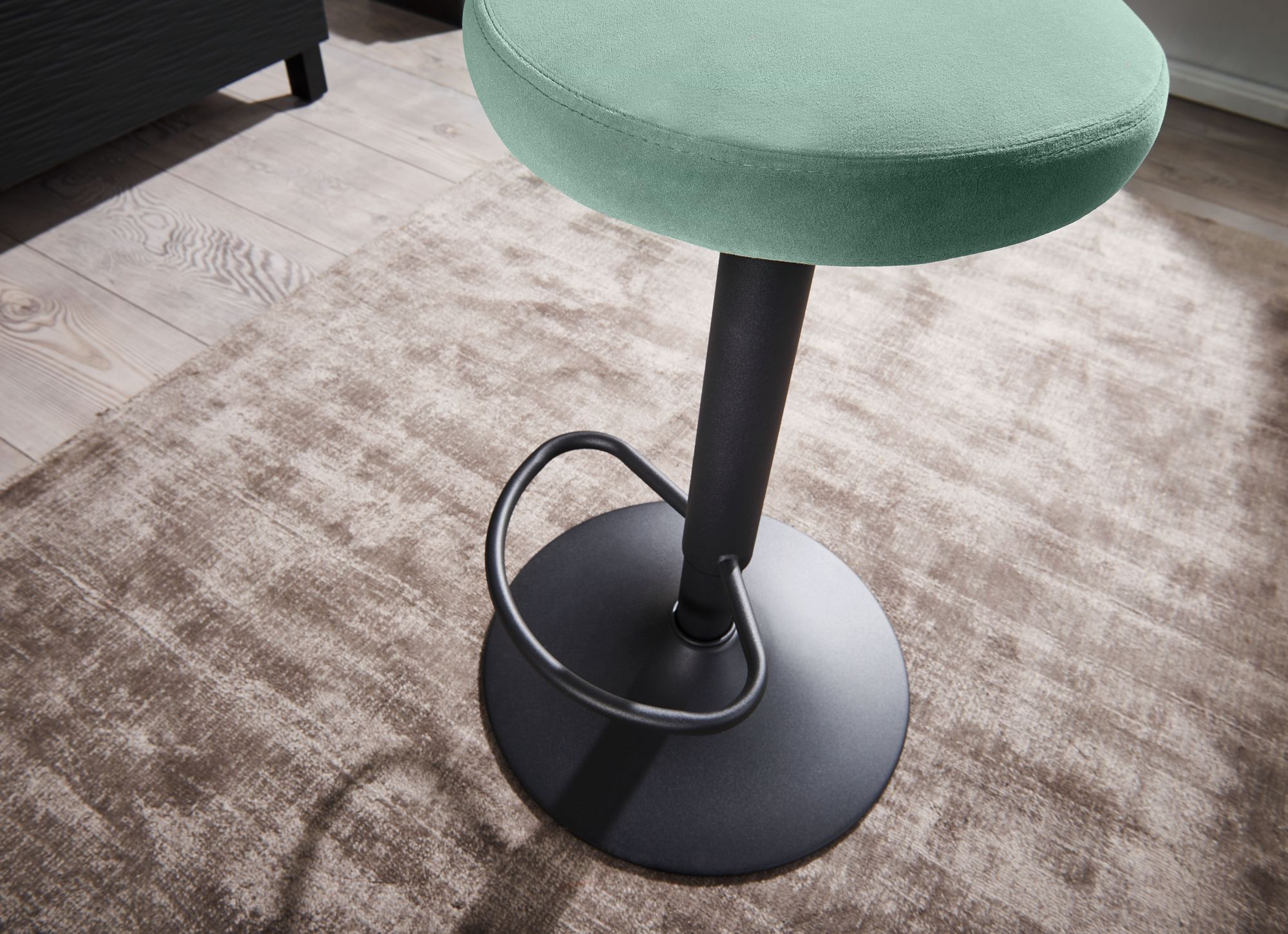 FineBuy Barhocker Samt Hocker Stoff / Metall Design Bistrohocker 100 kg Drehbar – Ansicht 4