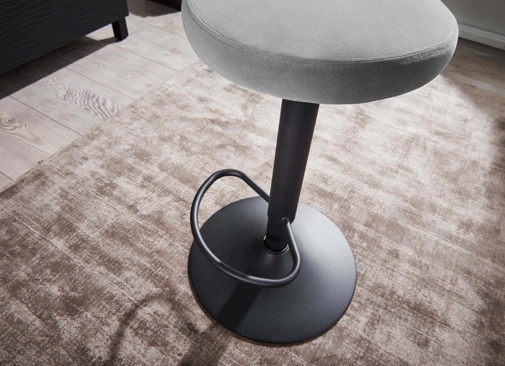 FineBuy Barhocker Samt Hocker Stoff / Metall Design Bistrohocker 100 kg Drehbar – Ansicht 4