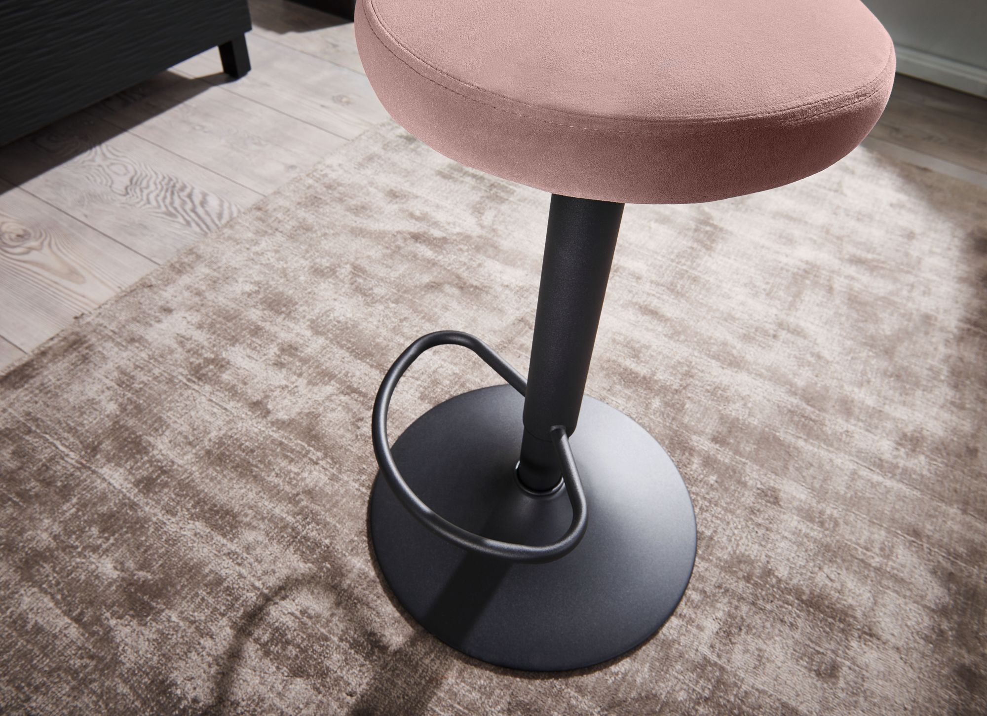 FineBuy Barhocker Samt Hocker Stoff / Metall Design Bistrohocker 100 kg Drehbar – Ansicht 4