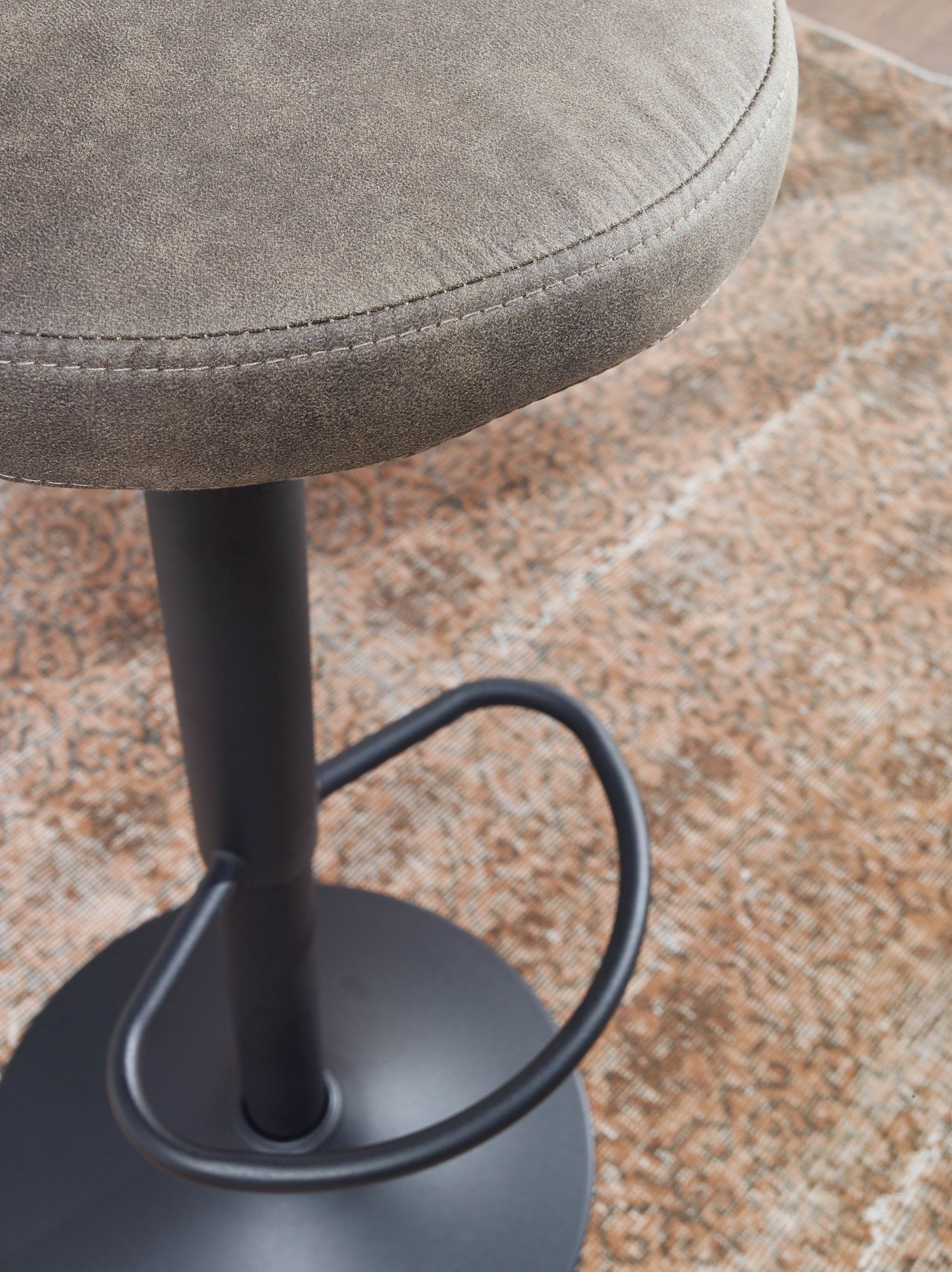 FineBuy Barhocker Wildlederoptik Hocker Stoff/Metall Bistrohocker 100 kg Rund – Ansicht 9