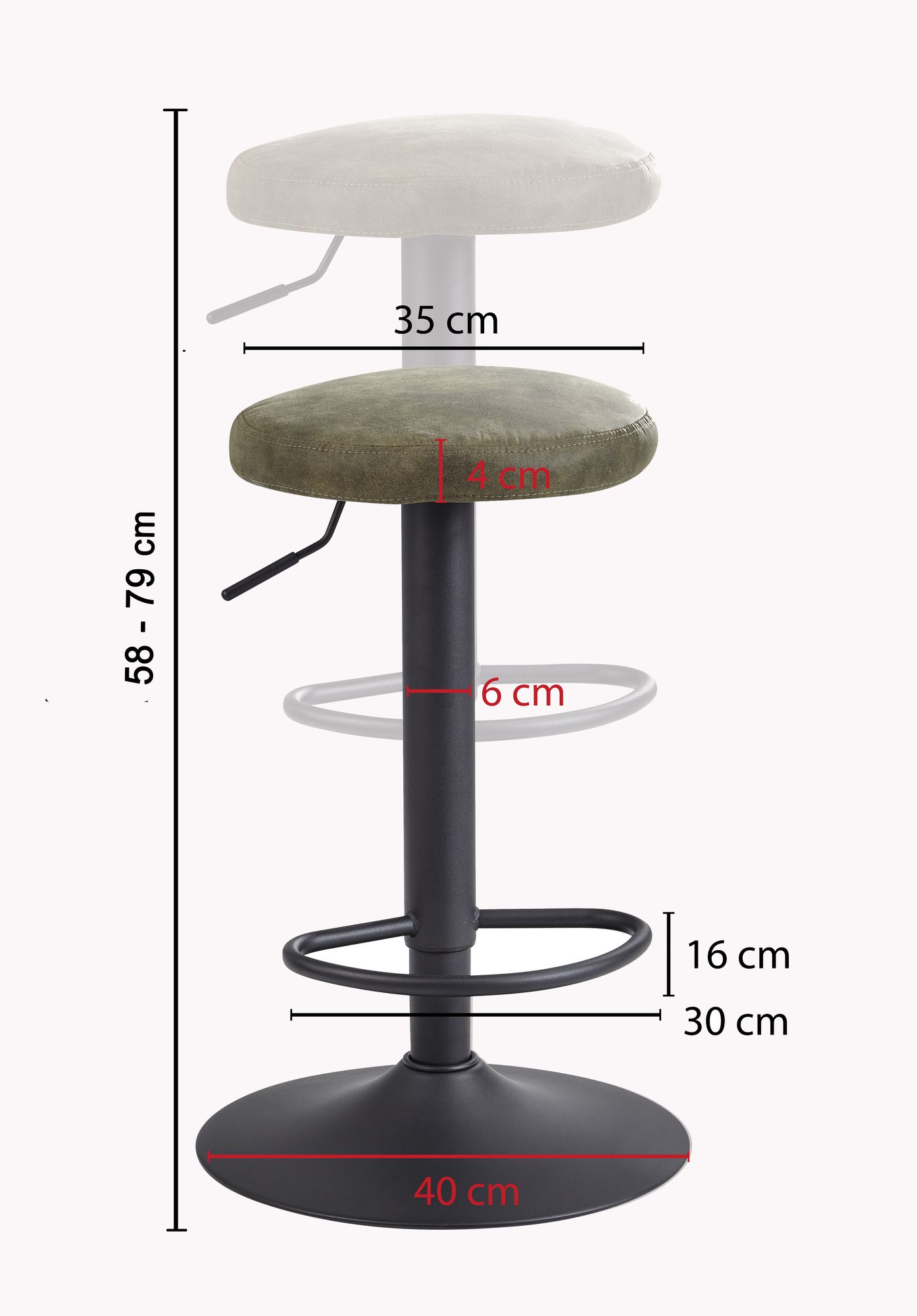 FineBuy Barhocker Wildlederoptik Hocker Stoff/Metall Bistrohocker 100 kg Rund – Ansicht 8