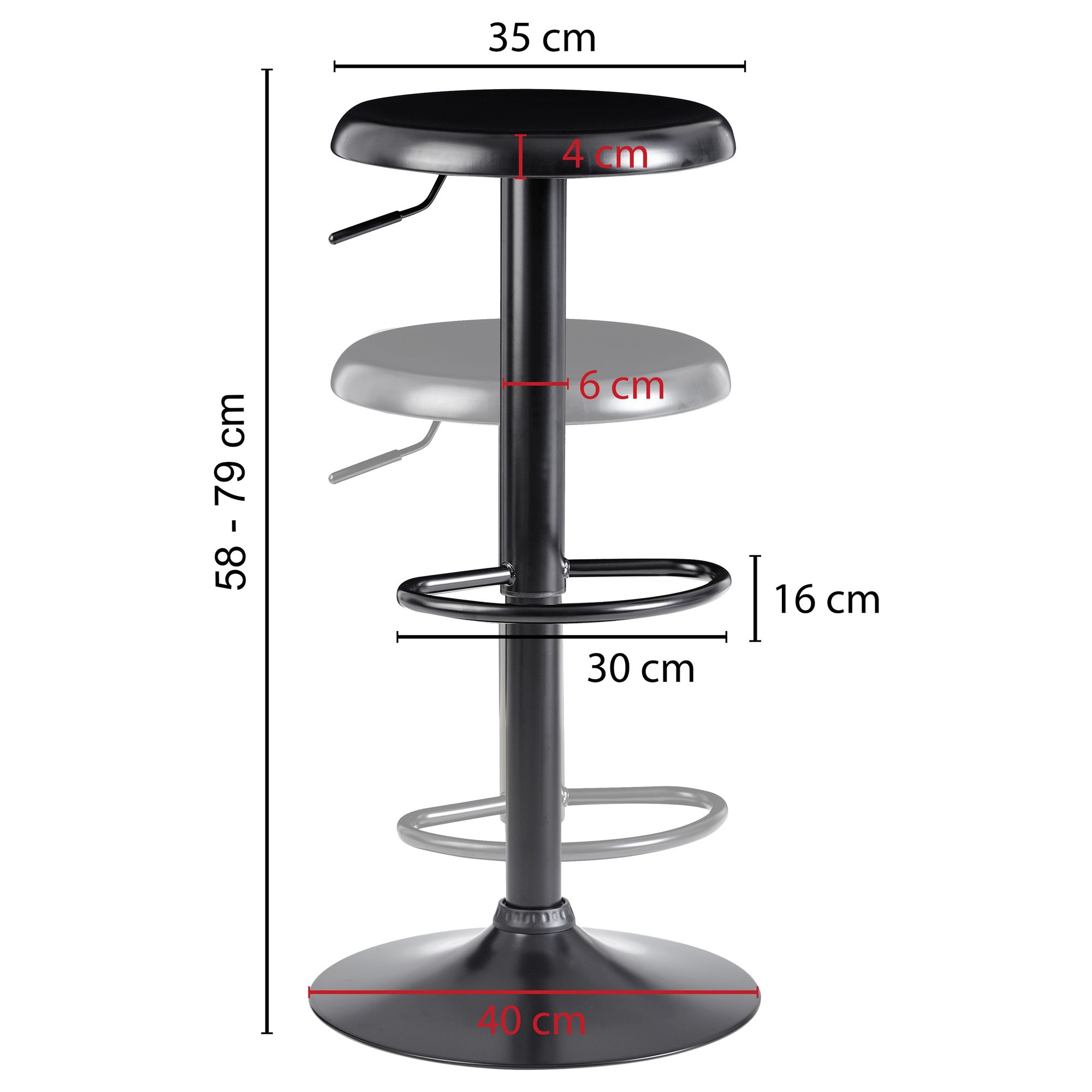 FineBuy Barhocker Schwarz Hocker Metall Bistrohocker 100 kg Rund Tresenhocker – Ansicht 3