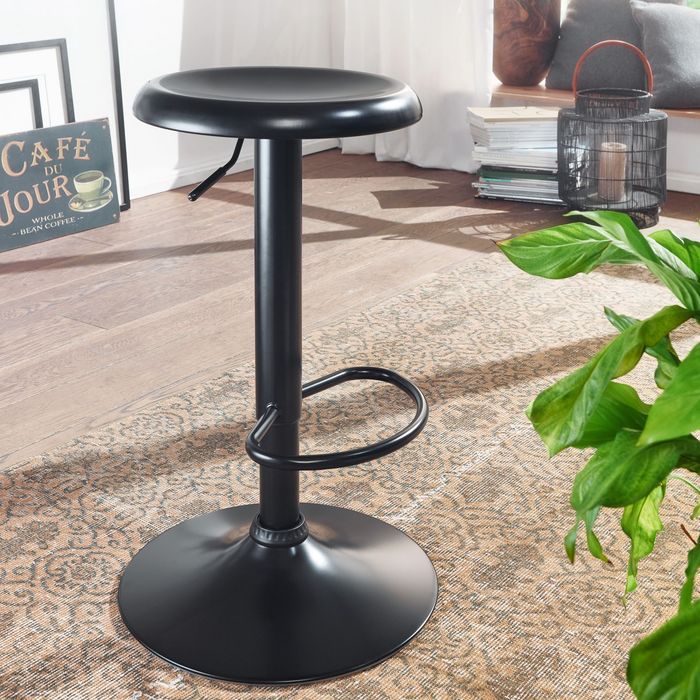 FineBuy Barhocker Schwarz Hocker ohne Lehne 58 - 79 cm Barstuhl, Küchenhocker Metall 100kg, Design Tresenhocker Drehbar Bistrohocker 4250950299788