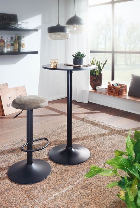 FineBuy Design Bartisch Schwarz Stehtisch Ø 60 cm Metall / Holz, Partytisch Bistrotisch 100 cm Hoch, Messetisch Modern 4250950299115