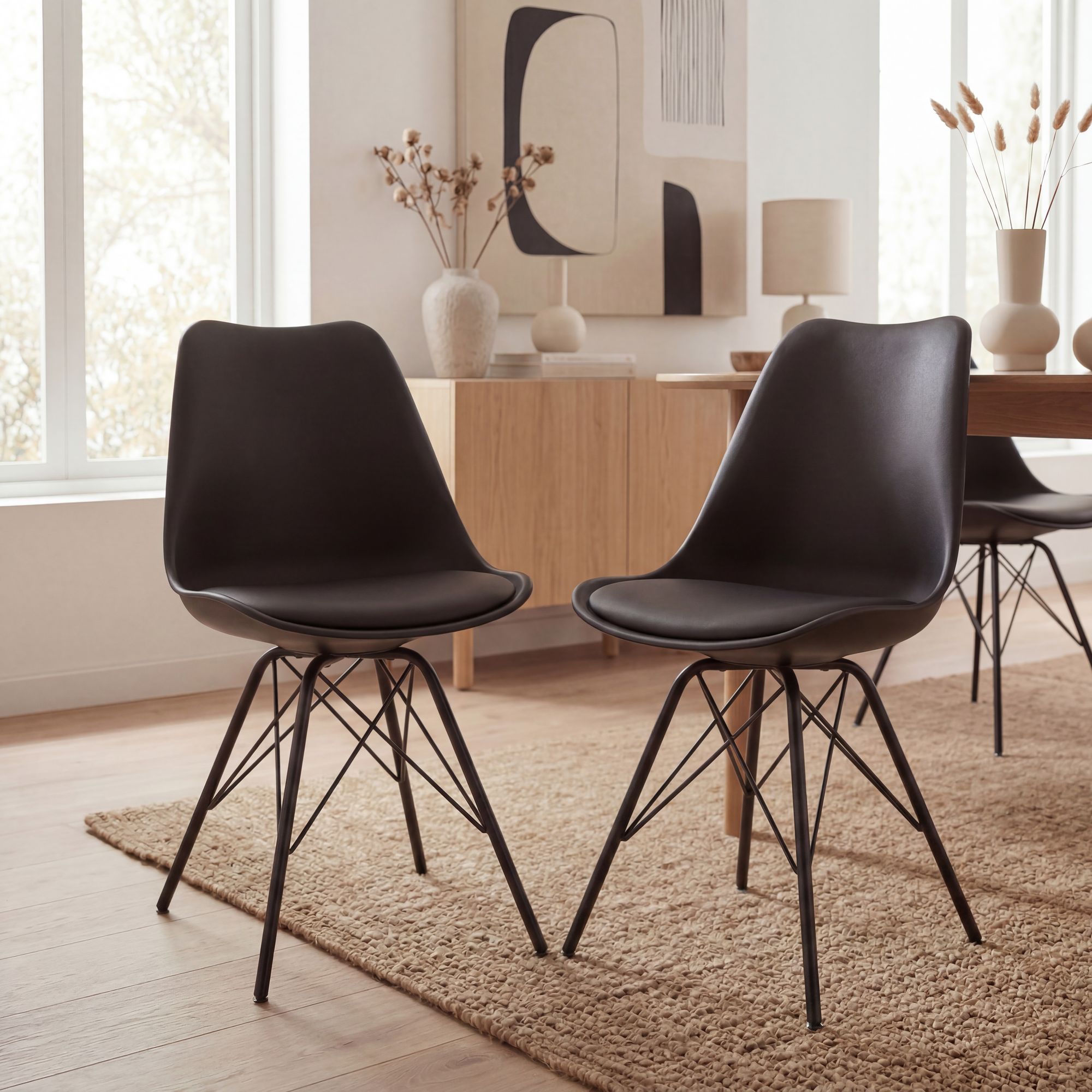 FineBuy 2er Set Esszimmerstuhl Küchenstuhl Kunstleder Design Polsterstuhl Stuhl – Ansicht 1