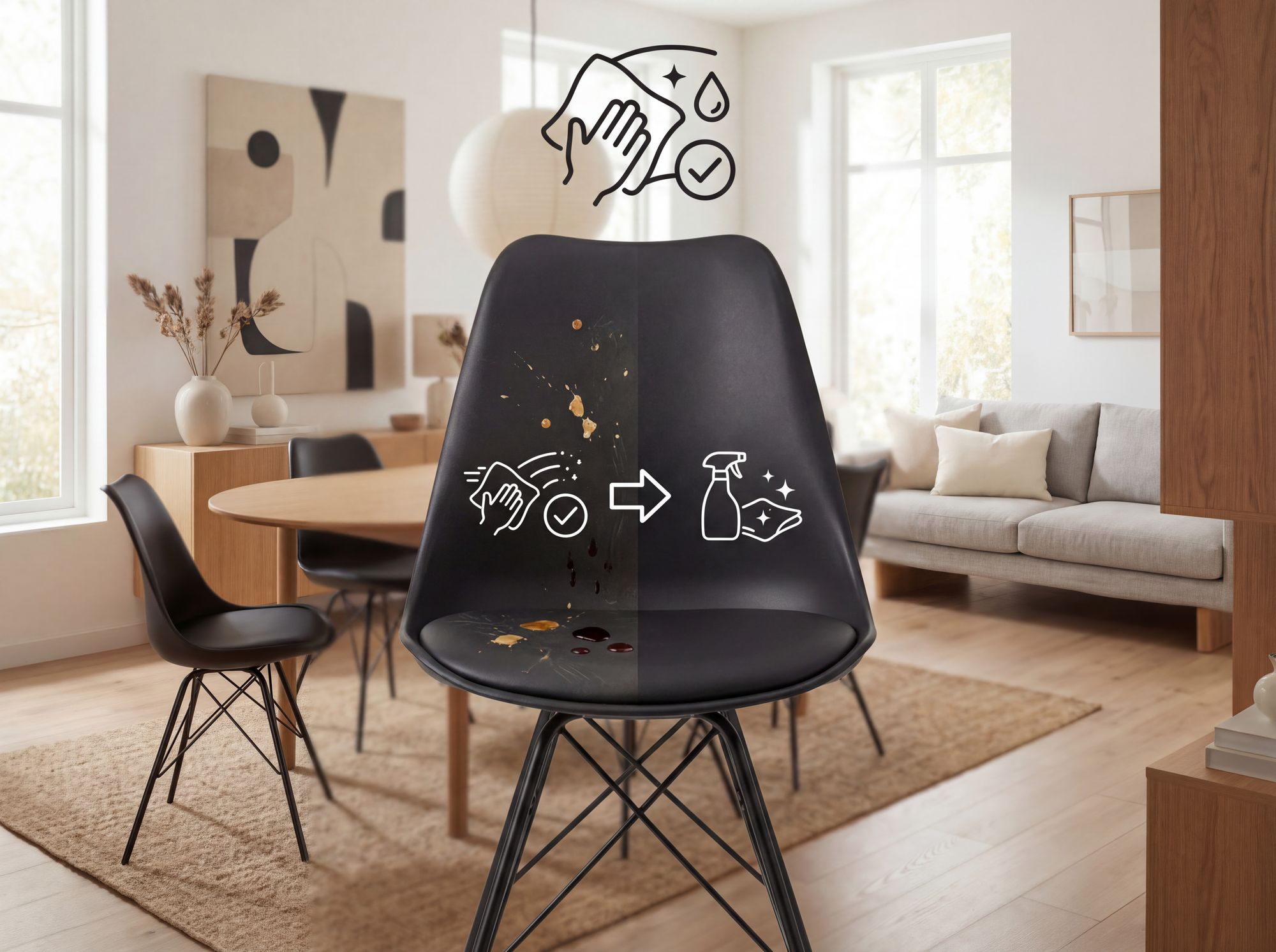 FineBuy 2er Set Esszimmerstuhl Küchenstuhl Kunstleder Design Polsterstuhl Stuhl – Ansicht 5