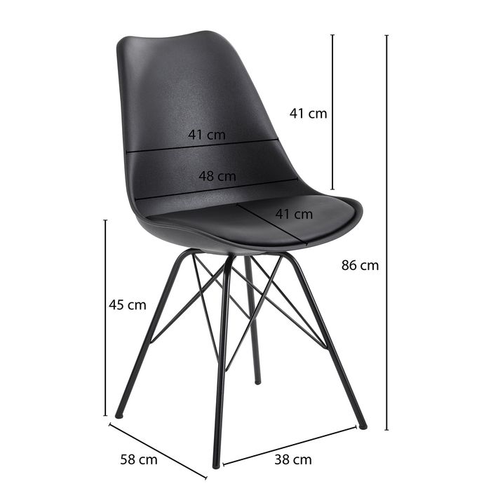 FineBuy 2er Set Esszimmerstuhl Küchenstuhl Kunstleder Design Polsterstuhl Stuhl – Maßzeichnung