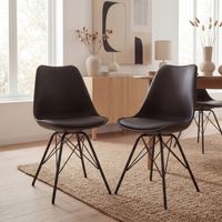 FineBuy 2er Set Esszimmerstuhl Küchenstuhl Kunstleder Design Polsterstuhl Stuhl – Ansicht 1