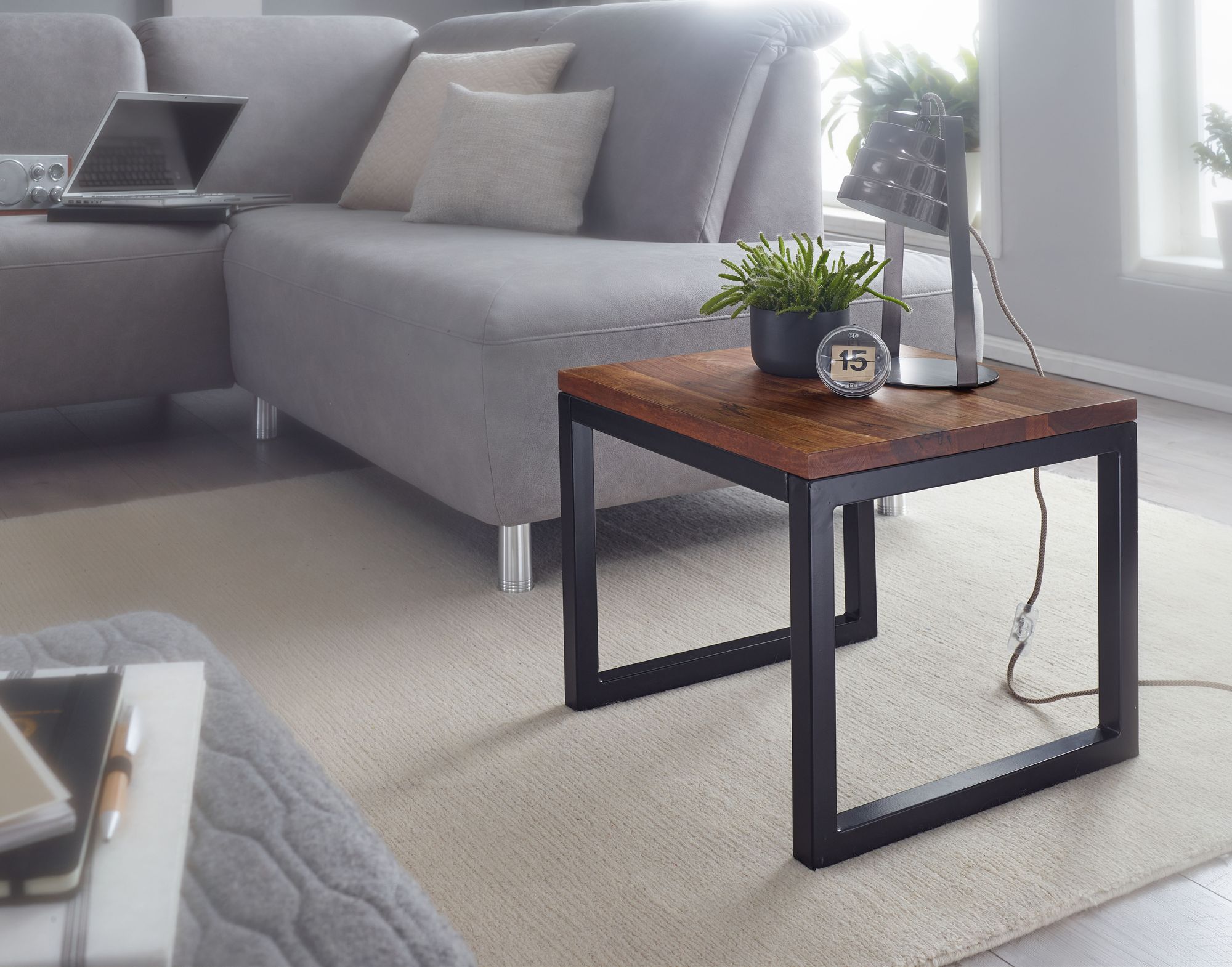 FineBuy Beistelltisch 45x40x45 cm Massivholz Wohnzimmertisch Tisch Wohnzimmer – Ansicht 2