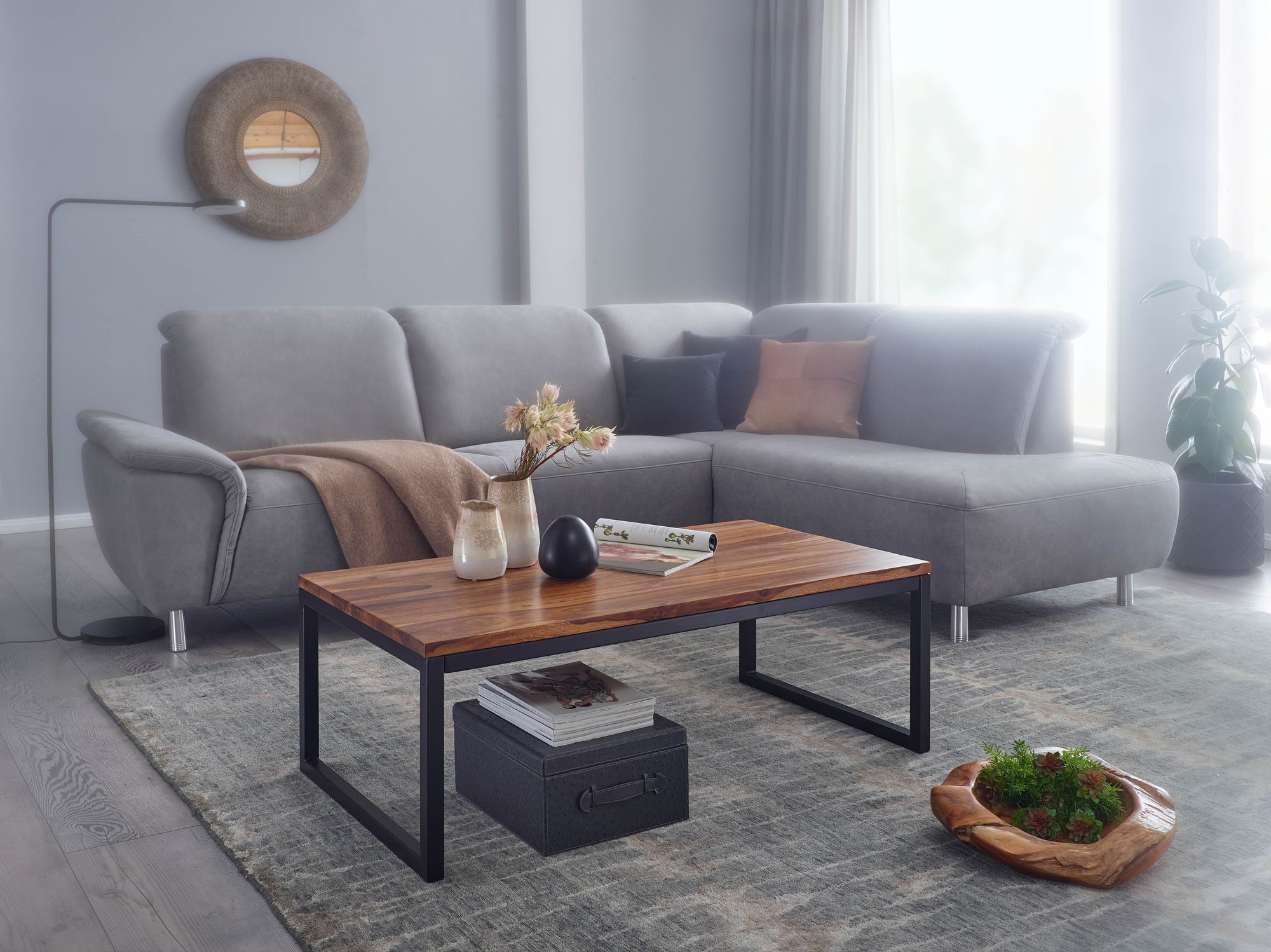 FineBuy Couchtisch 110x40x60 cm Massivholz Wohnzimmertisch Tisch Wohnzimmer – Ansicht 2
