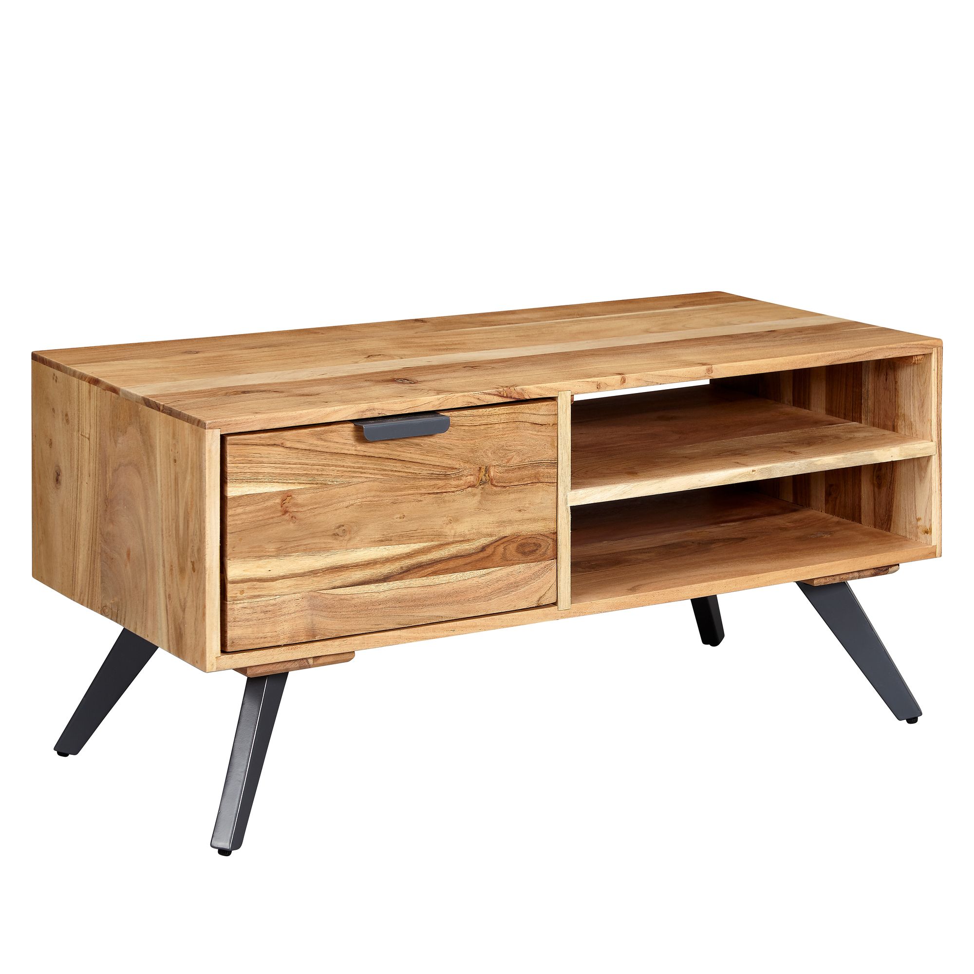 Couchtisch Massivholz 95cm Wohnzimmertisch rechteckig Schublade Industrial – Ansicht 9