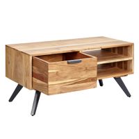 Couchtisch Massivholz 95cm Wohnzimmertisch rechteckig Schublade Industrial – Ansicht 7