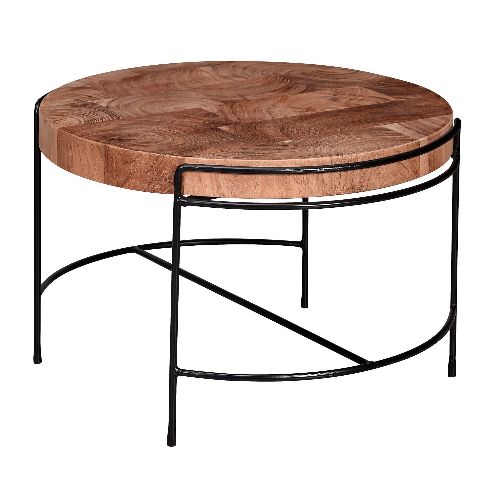 FineBuy Couchtisch Akazie Massivholz rund 62 cm Wohnzimmertisch Baumscheibe – Ansicht 6