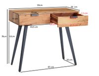 FineBuy Konsolentisch 90 cm Akazie Schreibtisch Massivholz / Metall Schminktisch – Ansicht 3