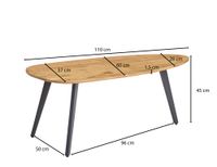 FineBuy Couchtisch Akazie Massivholz oval 110 cm · Wohnzimmertisch in Nierenform – Ansicht 3