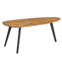 FineBuy Couchtisch Akazie Massivholz oval 110 cm · Wohnzimmertisch in Nierenform – Ansicht 6