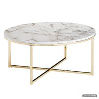 FineBuy Design Couchtisch Marmor Optik Wohnzimmertisch Ø 80 cm Tisch Rund Metall – Ansicht 6