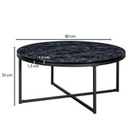 FineBuy Design Couchtisch Marmor Optik Wohnzimmertisch Ø 80 cm Tisch Rund Metall – Ansicht 3