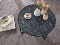 FineBuy Design Couchtisch Marmor Optik Wohnzimmertisch Ø 80 cm Tisch Rund Metall – Ansicht 4