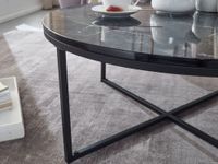 FineBuy Design Couchtisch Marmor Optik Wohnzimmertisch Ø 80 cm Tisch Rund Metall – Ansicht 5