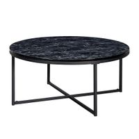 FineBuy Design Couchtisch Marmor Optik Wohnzimmertisch Ø 80 cm Tisch Rund Metall – Ansicht 6