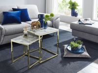 FineBuy Beistelltisch 2er Set Couchtisch Marmor Optik Wohnzimmertisch Eckig – Ansicht 2