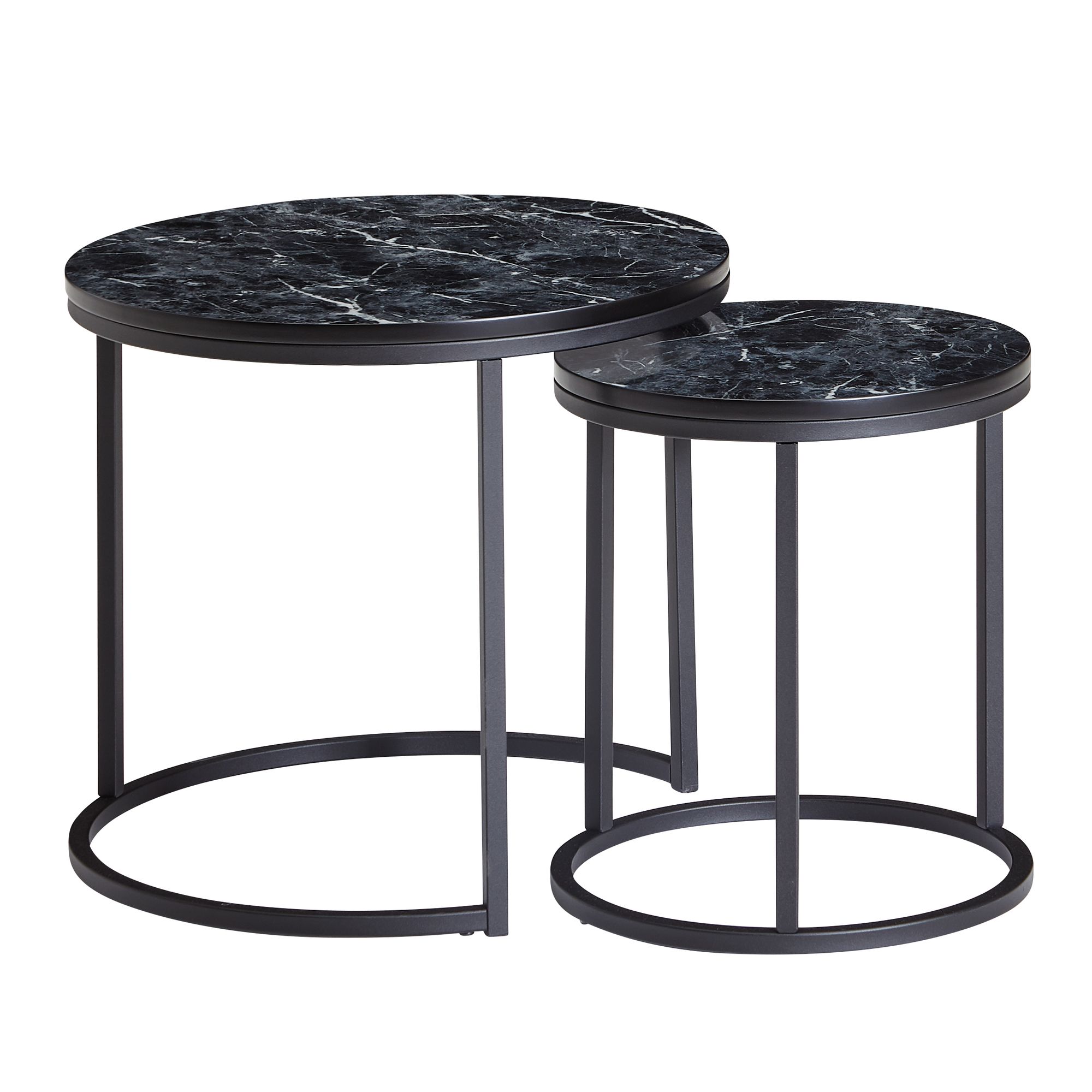 FineBuy Beistelltisch 2er Set Couchtisch Marmor Optik Wohnzimmertisch Rund Tisch – Ansicht 6