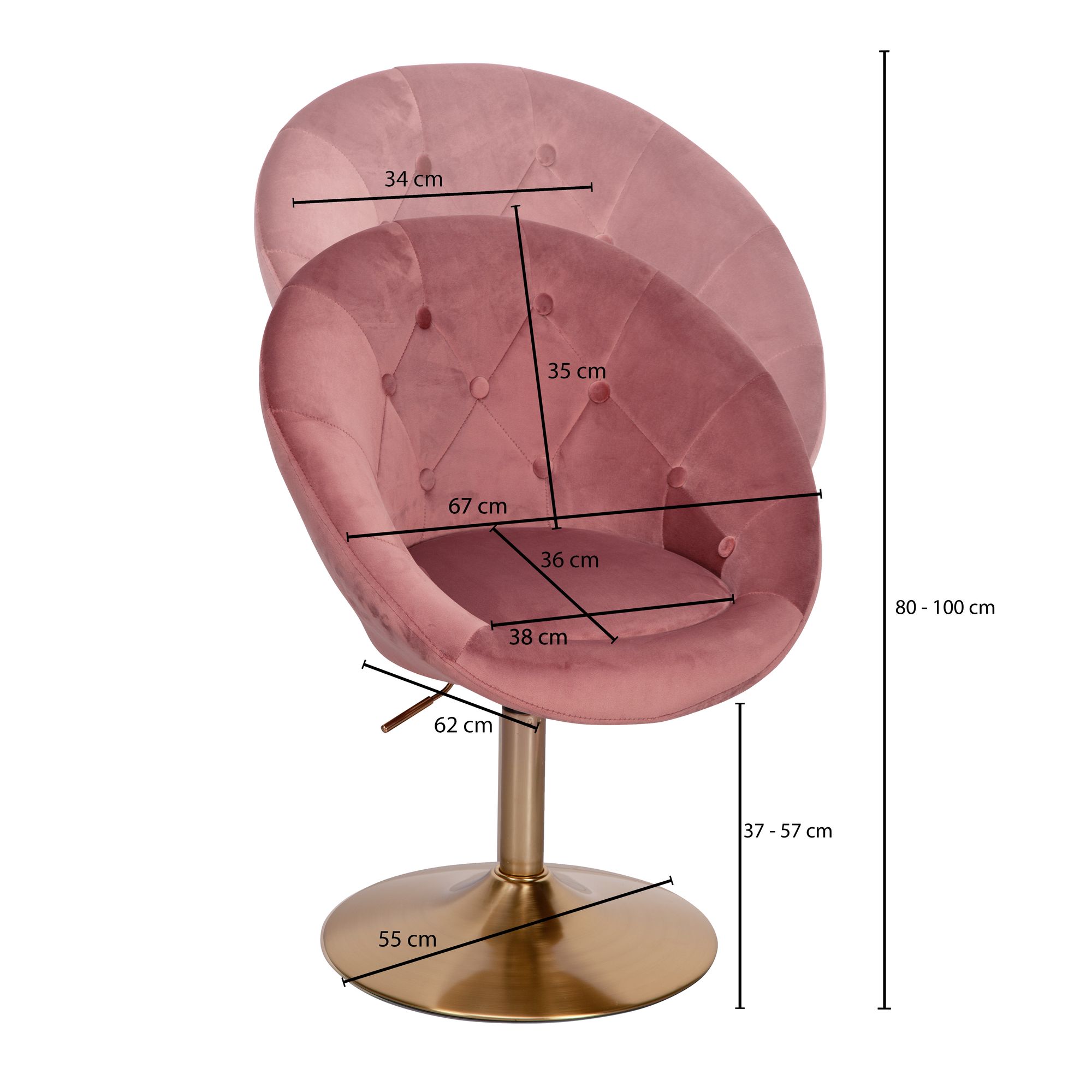FineBuy Loungesessel Drehstuhl Clubsessel Samt Cocktailsessel Barsessel Sessel – Ansicht 3