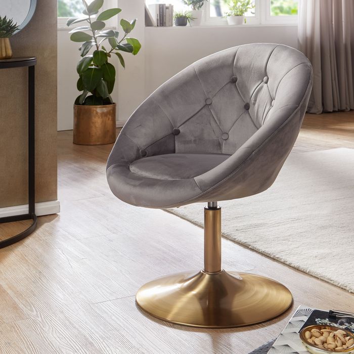 FineBuy Loungesessel Drehstuhl Clubsessel Samt Cocktailsessel Barsessel Sessel