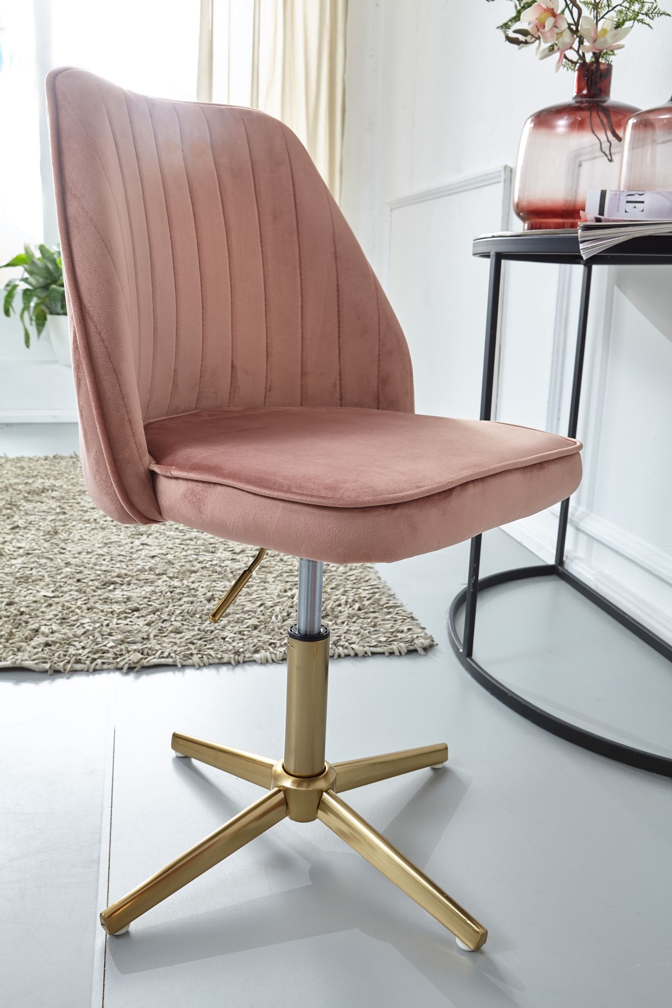 FineBuy Drehstuhl Samt Schreibtischstuhl Drehbar Modern Schalenstuhl Home Office – Ansicht 5