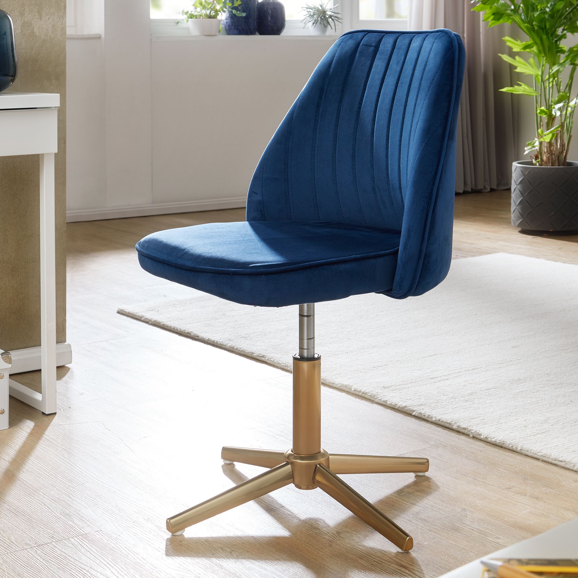 FineBuy Drehstuhl Samt Schreibtischstuhl Drehbar Modern Schalenstuhl Home Office – Ansicht 1