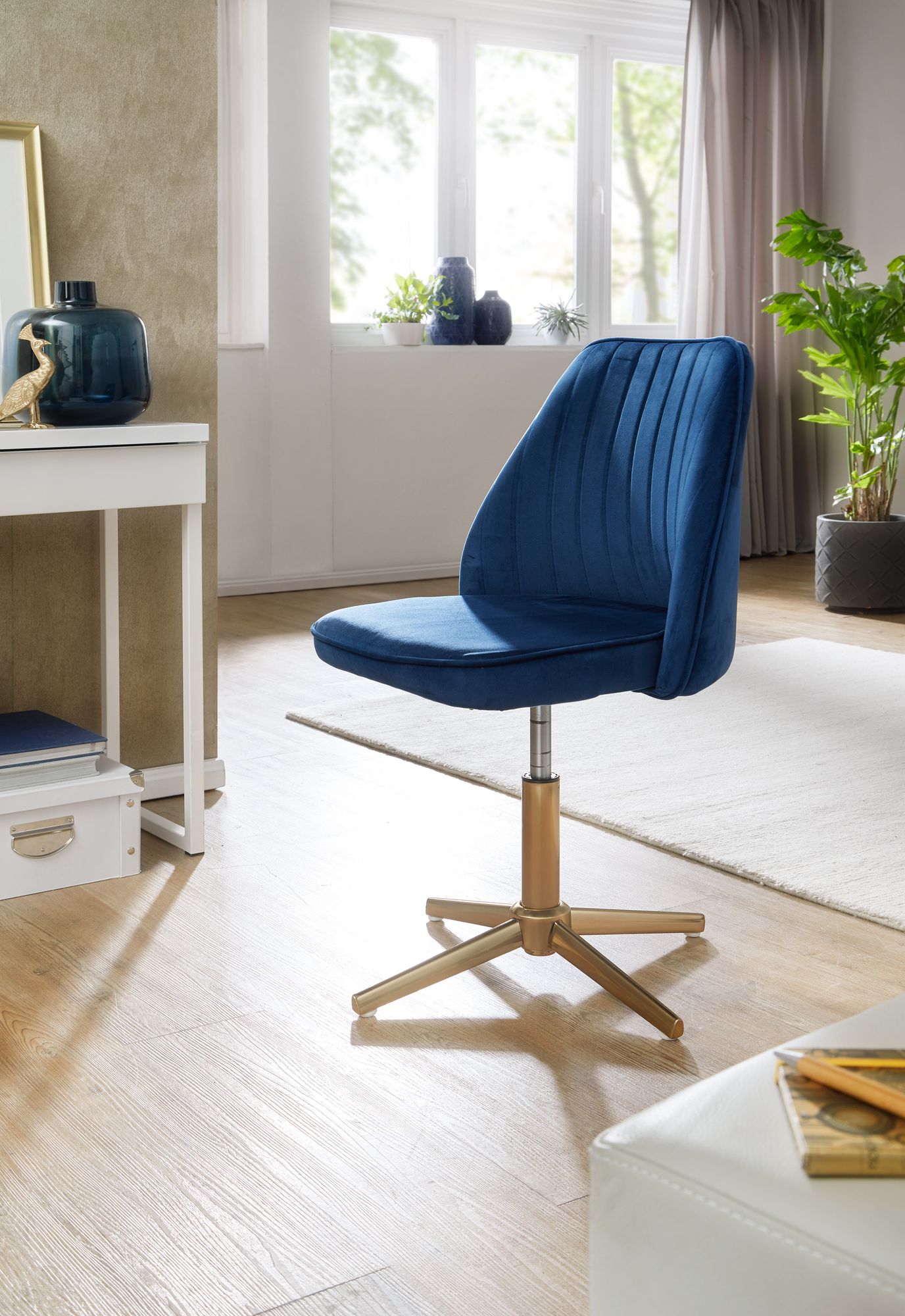FineBuy Drehstuhl Samt Schreibtischstuhl Drehbar Modern Schalenstuhl Home Office – Ansicht 2
