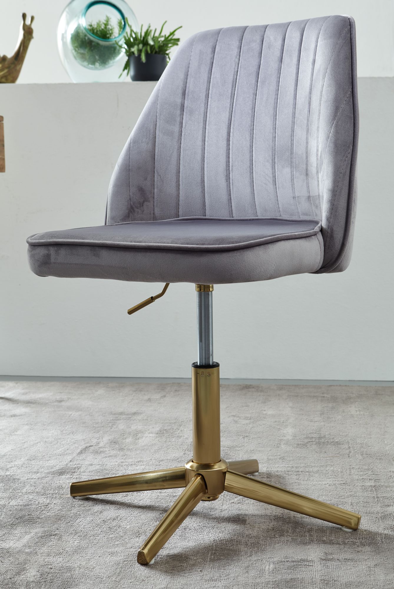 FineBuy Drehstuhl Samt Schreibtischstuhl Drehbar Modern Schalenstuhl Home Office – Ansicht 5