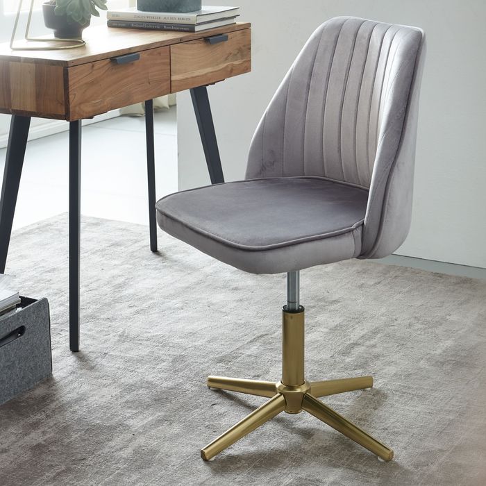 FineBuy Drehstuhl Samt Schreibtischstuhl Drehbar Modern Schalenstuhl Home Office