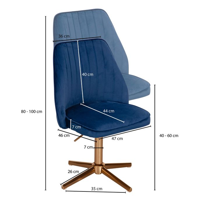 FineBuy Drehstuhl Samt Schreibtischstuhl Drehbar Modern Schalenstuhl Home Office – Maßzeichnung