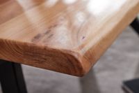 Couchtisch Akazie Massivholz 115cm Wohnzimmertisch Baumkante V-Gestell Schwarz – Ansicht 4
