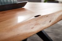Couchtisch Akazie Massivholz 115cm Wohnzimmertisch Baumkante V-Gestell Schwarz – Ansicht 5