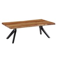 Couchtisch Akazie Massivholz 115cm Wohnzimmertisch Baumkante V-Gestell Schwarz – Ansicht 6