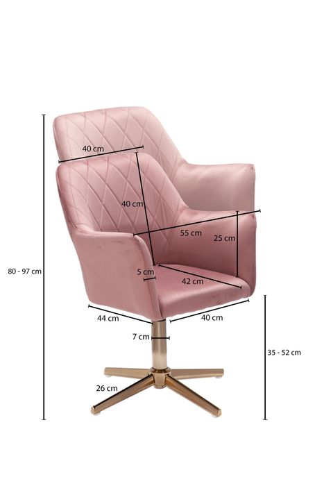 FineBuy Drehstuhl Samt Schreibtischstuhl Schalenstuhl Home Office Drehbar Modern – Maßzeichnung