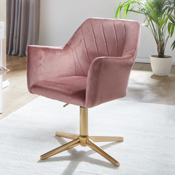 FineBuy Drehstuhl Samt Schreibtischstuhl Schalenstuhl Home Office Drehbar Modern