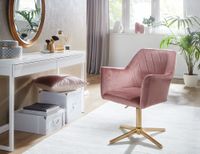 FineBuy Drehstuhl Samt Schreibtischstuhl Schalenstuhl Home Office Drehbar Modern – Ansicht 2