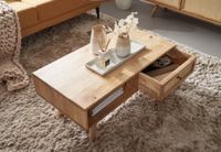 Couchtisch FineBuy Sofatisch 90 cm Massivholz Rattan Wohnzimmertisch Schublade – Ansicht 5
