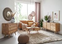 Couchtisch FineBuy Sofatisch 90 cm Massivholz Rattan Wohnzimmertisch Schublade – Ansicht 6