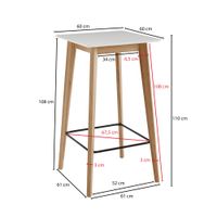 FineBuy Stehtisch 60x110x60cm Weiß Bartisch Skandinavisch Eiche Tisch Partytisch – Ansicht 3