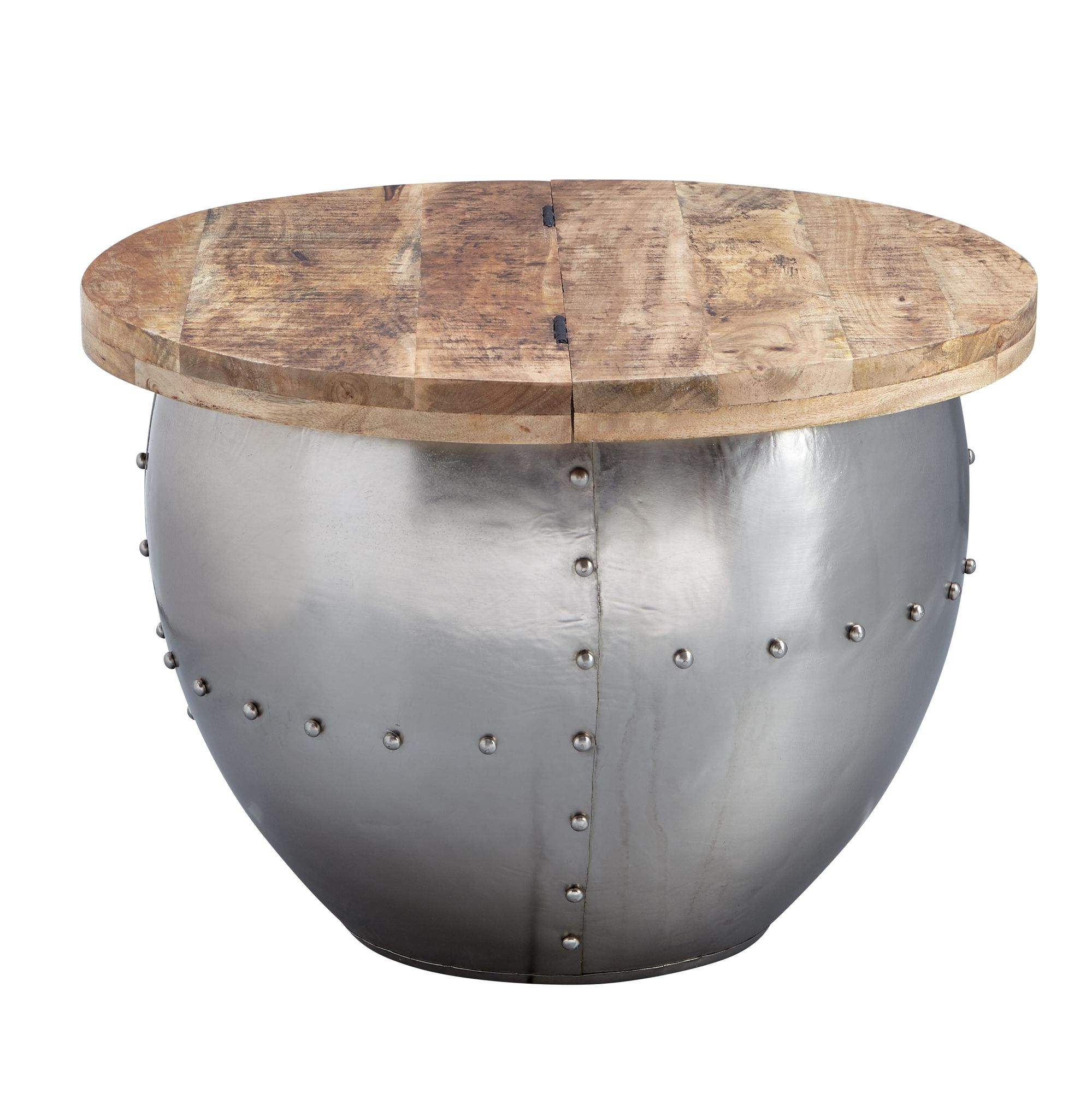 FineBuy Couchtisch Mango Massivholz / Metall 60x43x60 cm Industrial Style Rund, Design Wohnzimmertisch mit Stauraum, Moderner Loungetisch Sofatisch | Farbe: Silber FineBuy Couchtisch Mango Massivholz / Metall 60x43x60 cm Industrial Style Rund, Design Wohnzimmertisch mit Stauraum, Moderner Loungetisch Sofatisch | Farbe: Silber