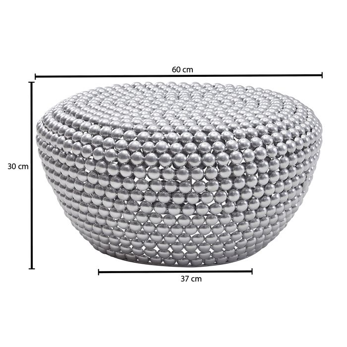 WOHNLING Couchtisch Metall 60x60x30 Wohnzimmertisch Sofatisch Rund Tisch Silber – Maßzeichnung